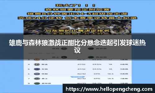 雄鹿与森林狼激战正酣比分悬念迭起引发球迷热议